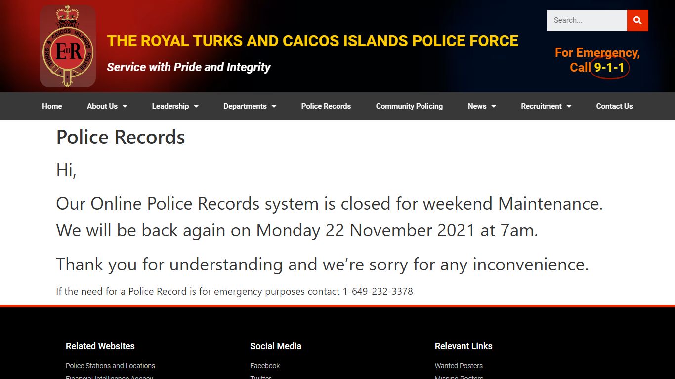 Police Records – Royal Turks and Caicos Island Police